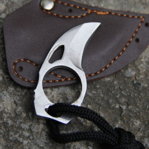 Survival Mini Carabiner Knife with Leather EDC Multi Function Tool